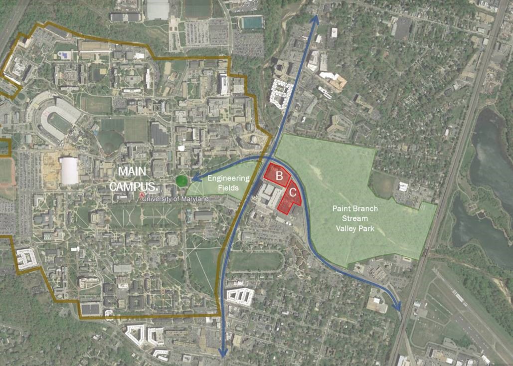 UMD Discovery District Map | Parcels B & C