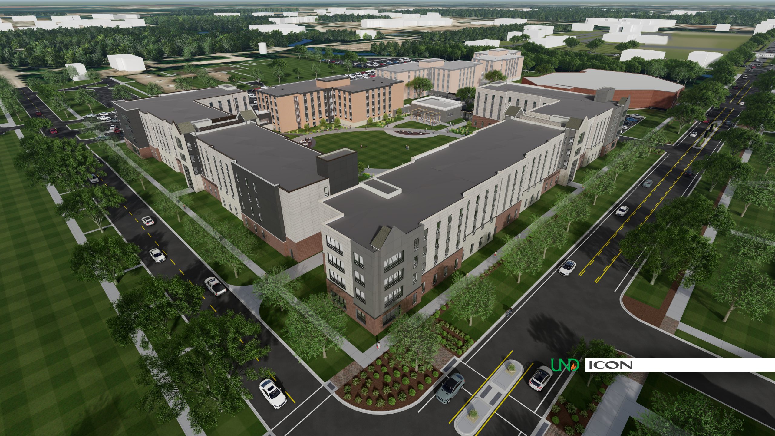 Rendering of UND's new P3 Housing Development | Image Courtesy of ICON Architectural Group